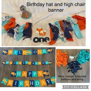 Fox/woodland theme 1st birthday custom made decorations